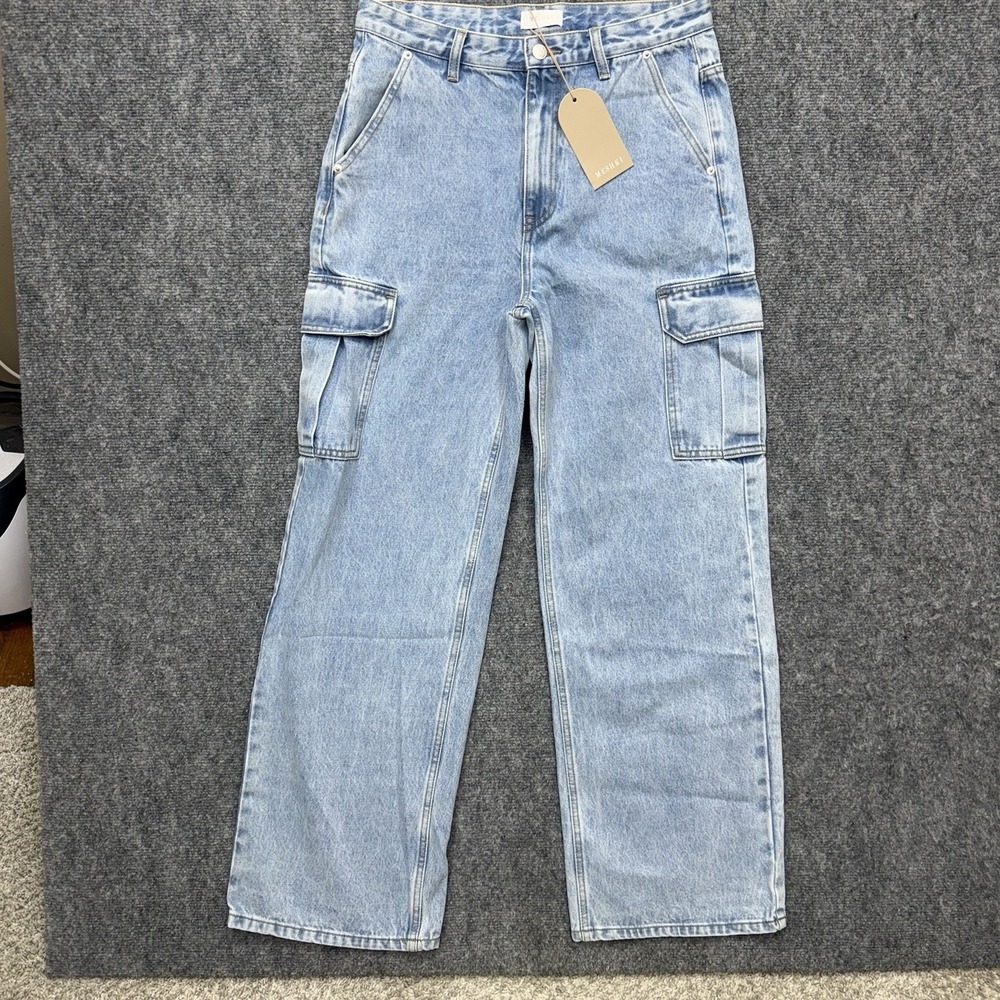 Meshki Jagger Relaxed Denim Cargo wide leg Jeans Women's size Small 30x31 - Picture 9 of 15